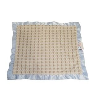 CoCaLo‎ 13x15 in Lovey Baby Blanket Lt Blue and Brown Argyle w Satin Trim